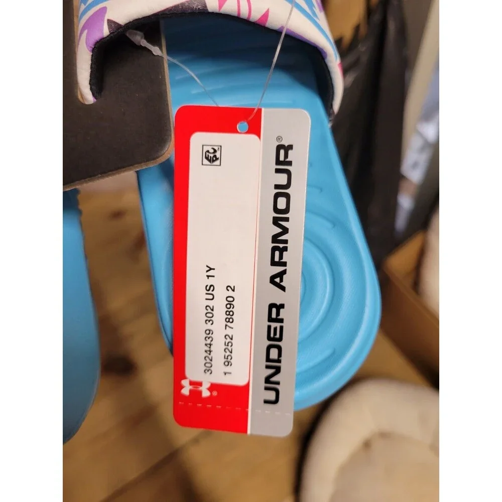NEW UNDER ARMOUR KIDS UA G ANSA GRAPHIC SLIDES [3024439] 302 BLUE SIZE 1Y-11K